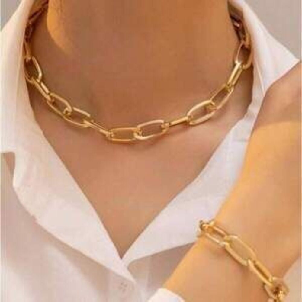 Avoria Exaggerated Thick Chain Necklace Unique Chunky Chain Collarbone Necklace